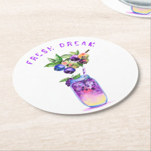 Posavasos Redondo De Papel Papel fresco para beber arándano - Personalizado T