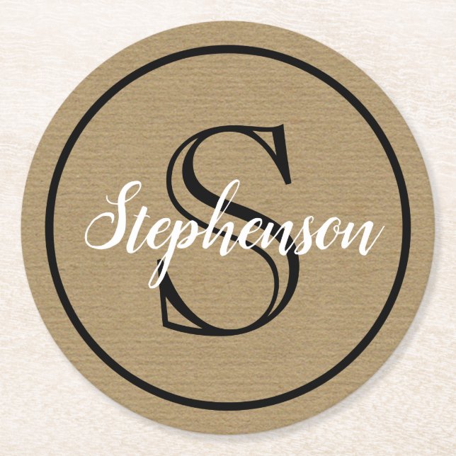 Posavasos Redondo De Papel Papel monograma (Anverso)