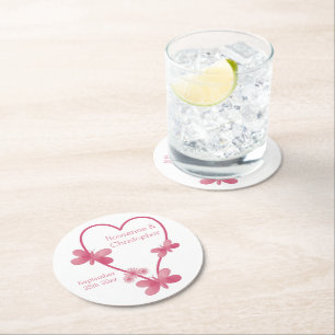 Posavasos Redondo De Papel Papel redondo boda Monstruo Mariposas de corazón r
