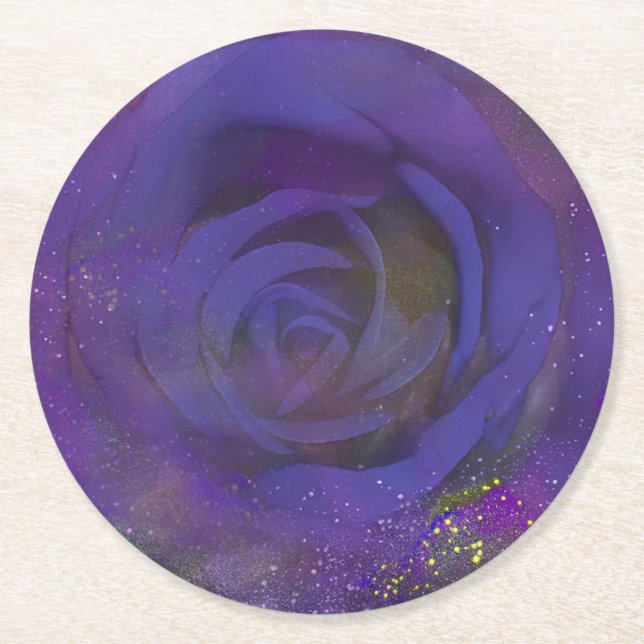 Posavasos Redondo De Papel Papel Rosa místico de medianoche (Anverso)