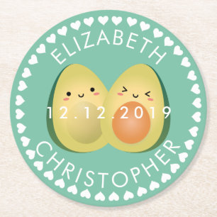 Posavasos Redondo De Papel Pareja de aguacates aguacate vamos fiesta de la bo