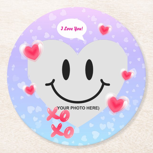 Posavasos Redondo De Papel Pareja de Bblegum en globo de globo de cristal de  (Anverso)