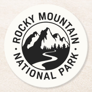 Posavasos Redondo De Papel Parque nacional de las Montañas Rocosas Emblem