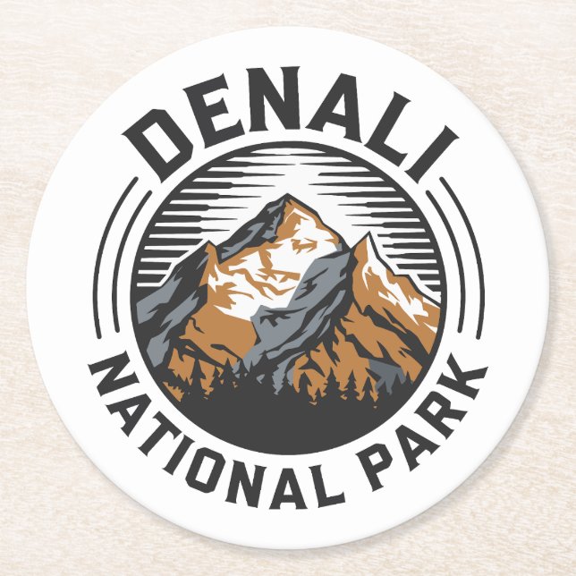 Posavasos Redondo De Papel Parque nacional Denali (Anverso)