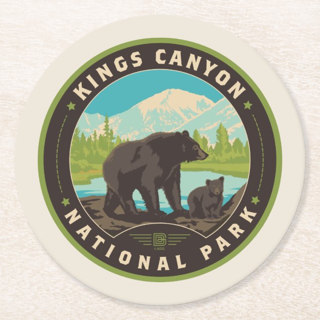 Posavasos Redondo De Papel Parques nacionales del Cañón Kings (Anverso)