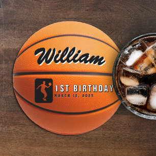 Posavasos Redondo De Papel Partido de Cumpleaños del Baloncesto