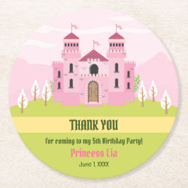 Posavasos Redondo De Papel Partido de Cumpleaños del Chica de la Princesa Rea