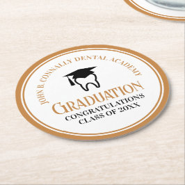 Posavasos Redondo De Papel Partido de Graduación Dentista de Personalizado de
