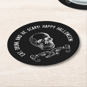 Posavasos Redondo De Papel Partido de Halloween Personalizado de la Calavera