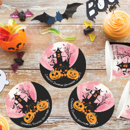 Posavasos Redondo De Papel Partido Halloween de la Calabaza Infantil