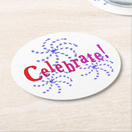 Posavasos Redondo De Papel Pascua - Celebración de fuegos artificiales