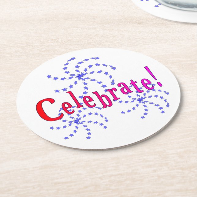 Posavasos Redondo De Papel Pascua - Celebración de fuegos artificiales (En perspectiva)