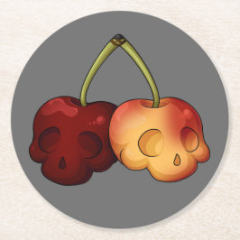 Posavasos Redondo De Papel Pascua de cráneo de cerezo dulce mortal