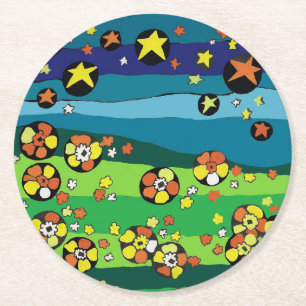 Posavasos Redondo De Papel Pascua de escenas estrelladas