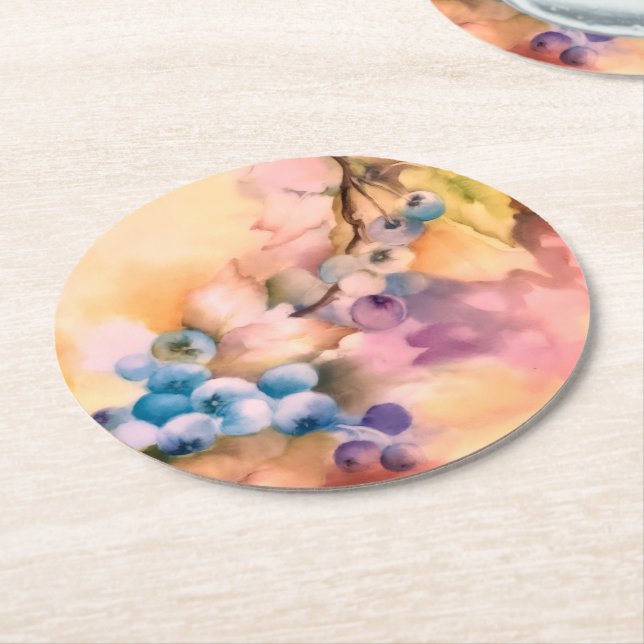 Posavasos Redondo De Papel Pascua de los Clusters de arándanos - Celebracione (En perspectiva)