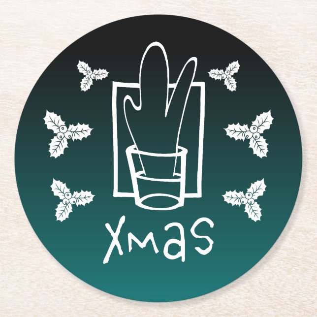 Posavasos Redondo De Papel Pascua de Navidades navideños (Anverso)