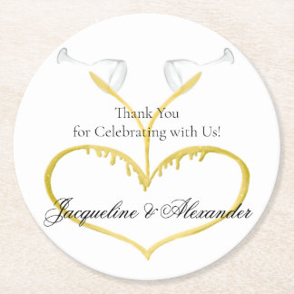 Posavasos Redondo De Papel Pascua de papel de Boda de lentes de champán