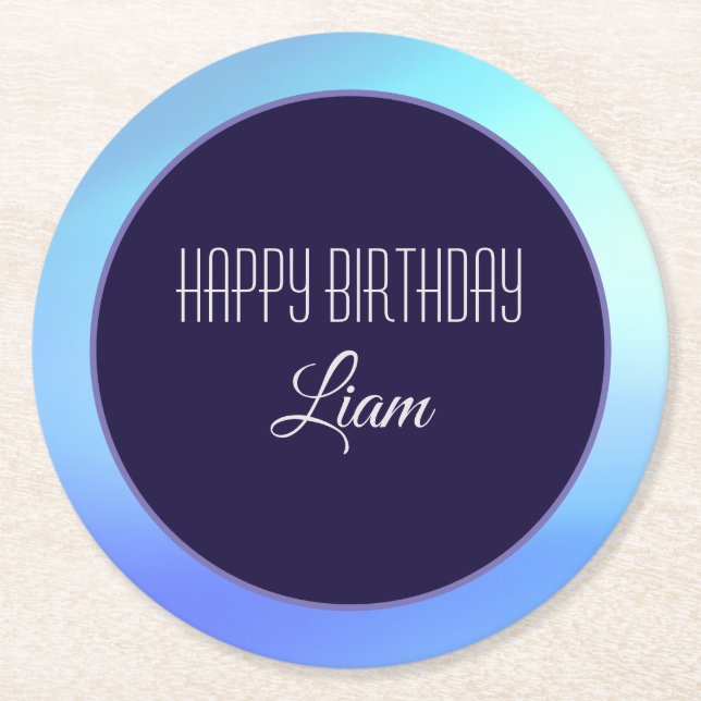 Posavasos Redondo De Papel Pascua de papel de "Feliz Cumpleaños" (Anverso)