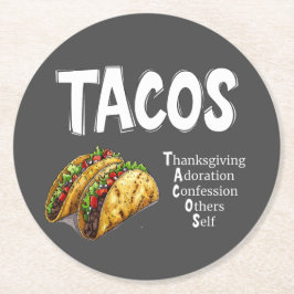 Posavasos Redondo De Papel Pascua de papel de oración TACOS