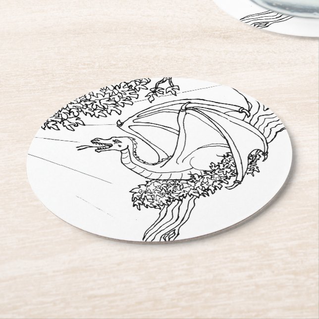 Posavasos Redondo De Papel Pascua de papel - nido de dragón (En perspectiva)