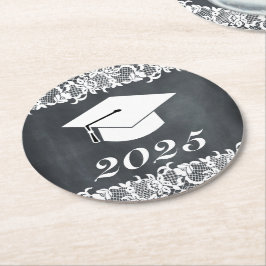 Posavasos Redondo De Papel Pascua de papel redonda de Gorra de graduación de