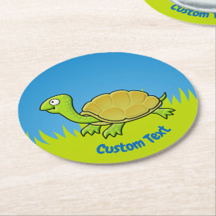 Posavasos Redondo De Papel Pascua de papel redondo de tortuga personalizado