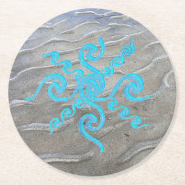 Posavasos Redondo De Papel Pascua de papel Sandy Beach