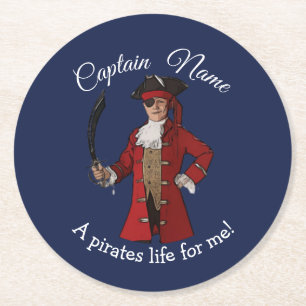 Posavasos Redondo De Papel Pascua de piratas de Blue Boy Nautical