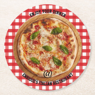 Posavasos Redondo De Papel Pascua de restaurante italiano Pizza
