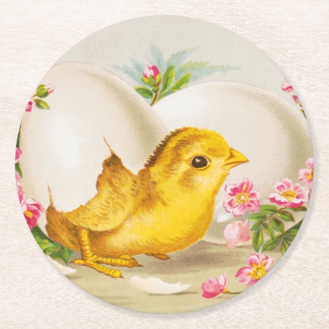 Posavasos Redondo De Papel Pascua de vidrio - Tema de Pascua (Anverso)