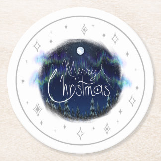 Posavasos Redondo De Papel Pascua "Feliz Navidad" - Papel