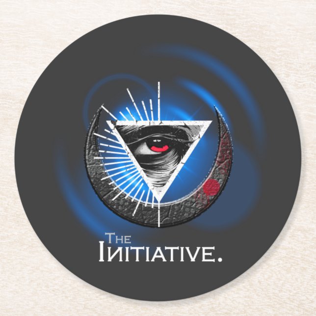 Posavasos Redondo De Papel Pascua redonda artística - Swirte azul abstracto (Anverso)