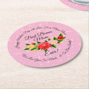Posavasos Redondo De Papel Paso Madre Bonus Mamá Día de la Madre Ronda
