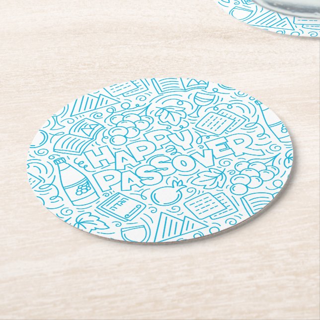 Posavasos Redondo De Papel Passover Paper Coaster (En perspectiva)