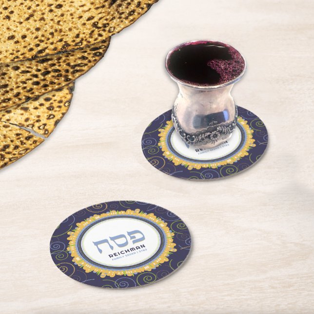 Posavasos Redondo De Papel Passover Pesach Seder Personalizado Jerusalén (Subido por el creador)