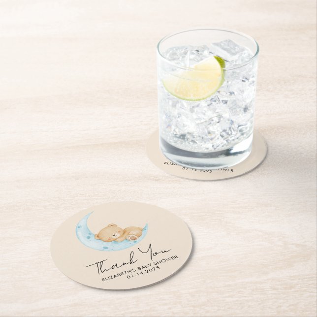 Posavasos Redondo De Papel Pastel Balloon Baby Shower (In situ)