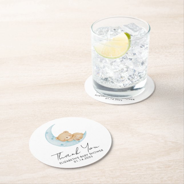 Posavasos Redondo De Papel Pastel Balloon Baby Shower (In situ)