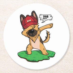 Posavasos Redondo De Papel Pastor alemán Dabbing