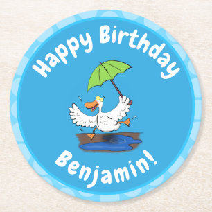 Posavasos Redondo De Papel Pato gracioso con personalizado bailarín de paragu