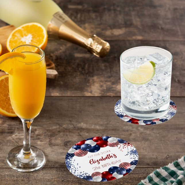 Posavasos Redondo De Papel Patria de cumpleaños patriótica Estados Unidos ban (Subido por el creador)