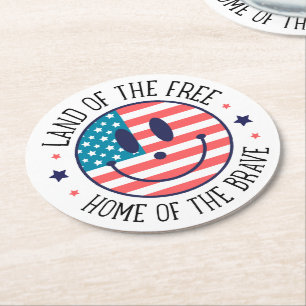 Posavasos Redondo De Papel Patriótico de Estados Unidos