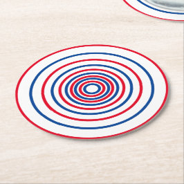 Posavasos Redondo De Papel Patriótico rojo blanco círculos de rayas de vacaci