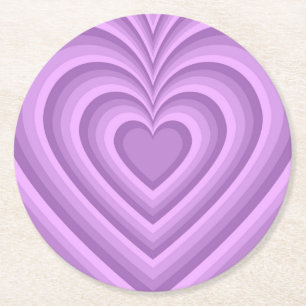 Posavasos Redondo De Papel Patrón de amor del corazón hipnótico púrpura