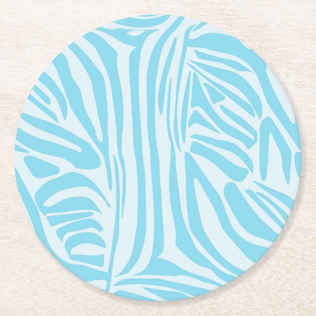 Posavasos Redondo De Papel Patrón de cebra azul (Anverso)