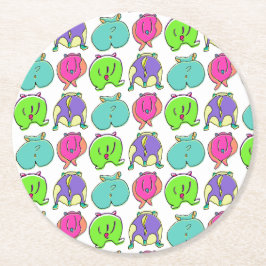 Posavasos Redondo De Papel Patrón de colisiones coloridas