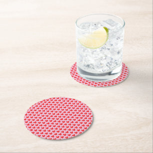 Posavasos Redondo De Papel Patrón de Corazones Dibujados a Mano en Broche Pas