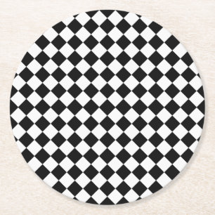 Posavasos Redondo De Papel Patrón de diamante en blanco y negro de Shirley Ta