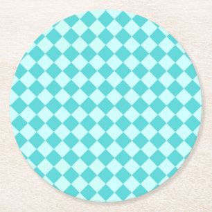 Posavasos Redondo De Papel Patrón de diamantes de combinación azul de Shirley