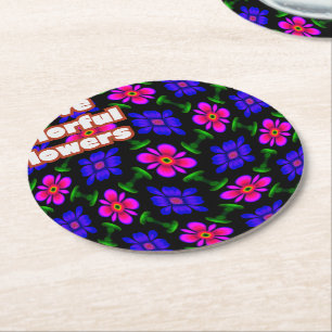 Posavasos Redondo De Papel Patrón de flores rosas adorables