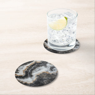 Posavasos Redondo De Papel Patrón de gema de ónix natural